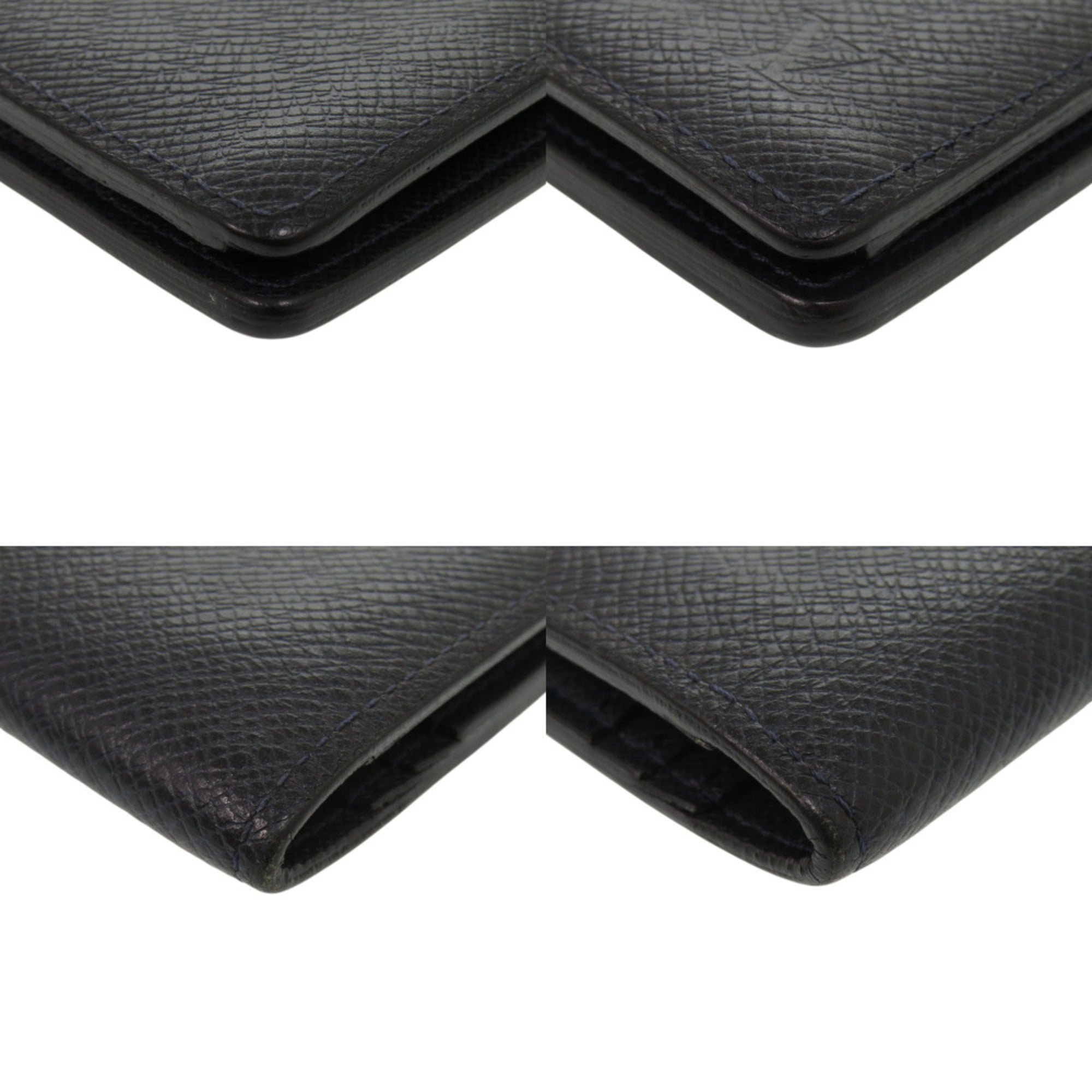 Louis Vuitton Navy Taiga Leather Long Wallet (Bi-Fold) (Pre-Owned)