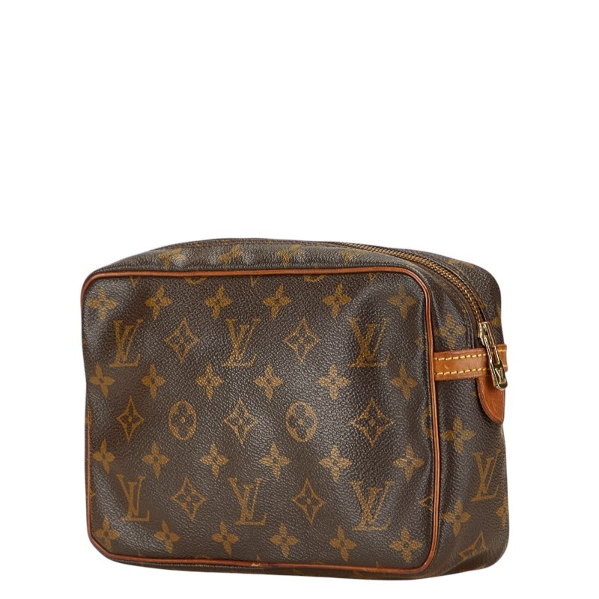 Louis Vuitton Brown Pvc Leather Clutch Bag Handbag (Pre-Owned)