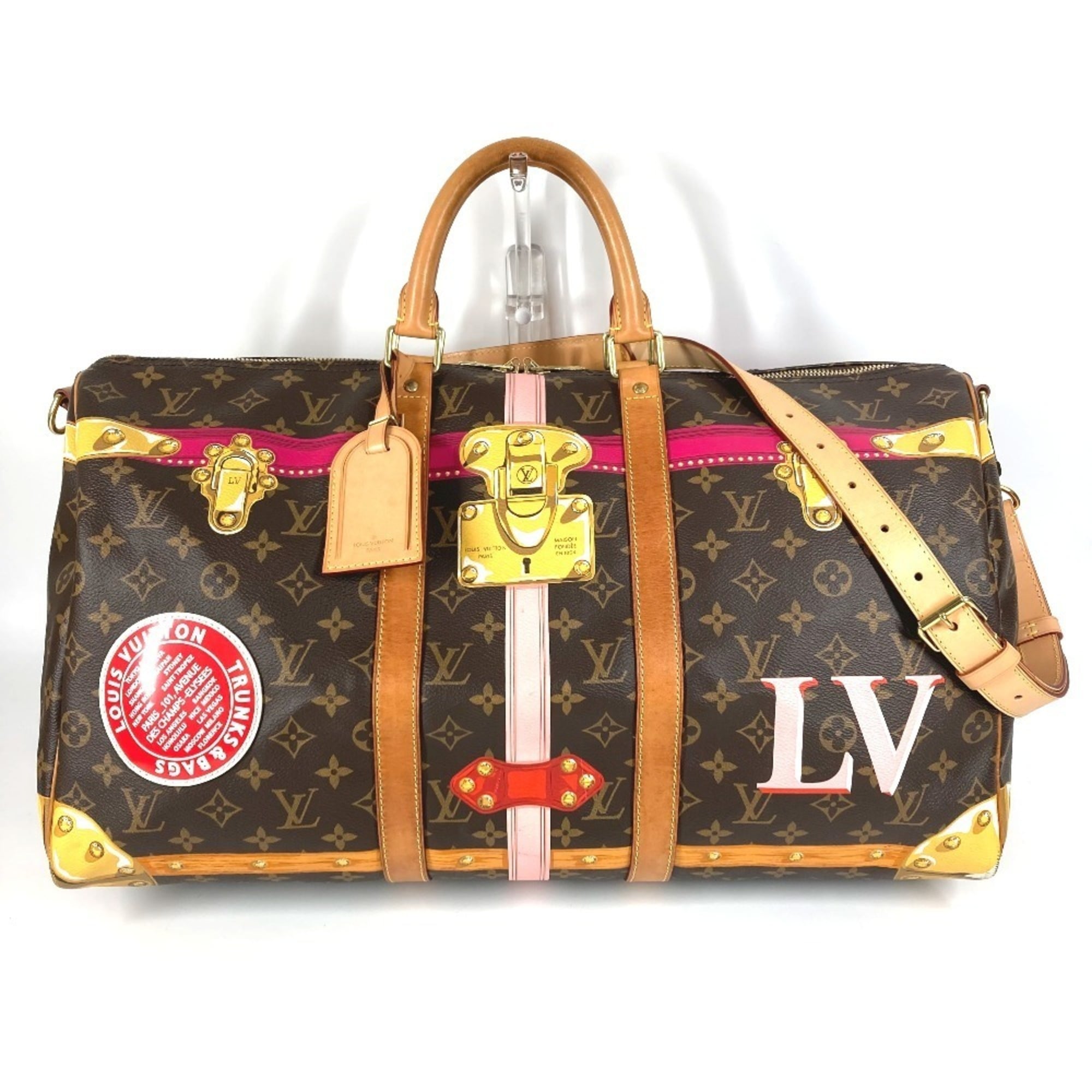 Louis Vuitton Monogram Brown Pink Monogram Boston Bag Shoulder Bag (Pre-Owned)