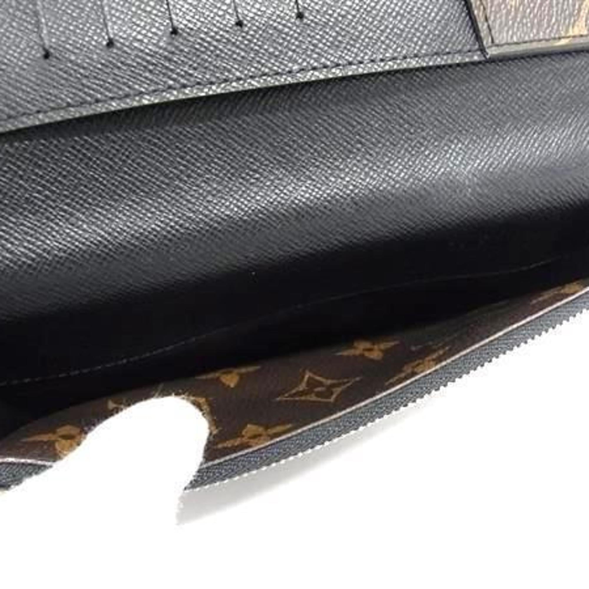 Louis Vuitton Monogram Macassar Black Brown Pvc Leather Long Wallet (Bi-Fold) (Pre-Owned)