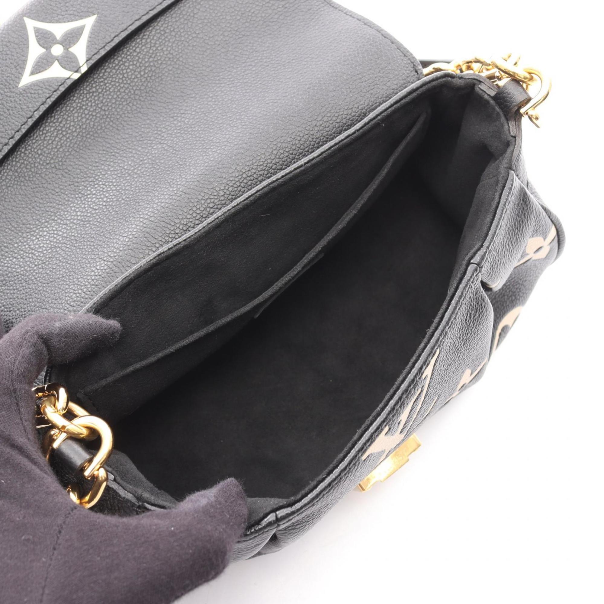 Louis Vuitton Beige Black Leather Handbag (Pre-Owned)