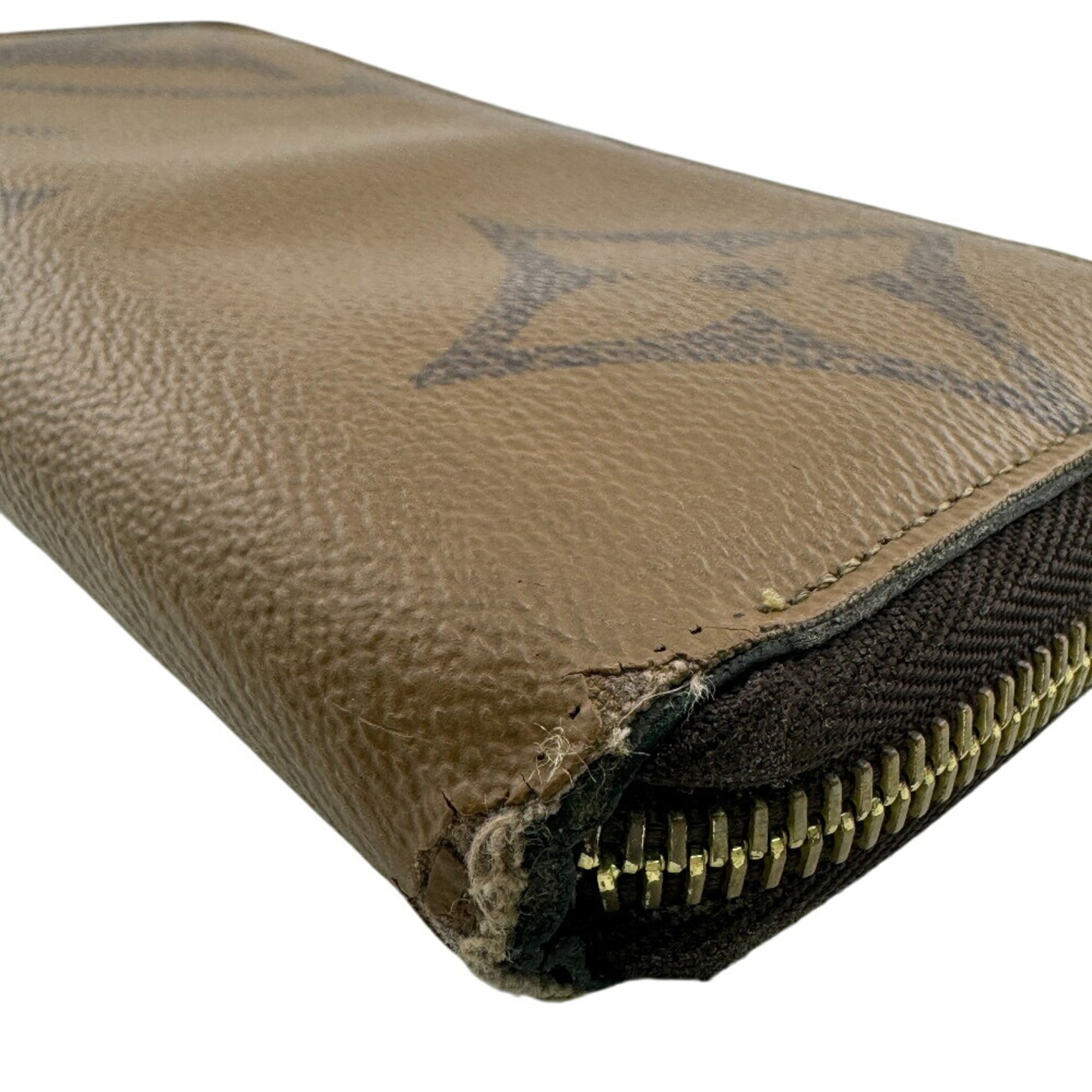 Louis Vuitton Black Brown Camel Leather Long Wallet (Bi-Fold) (Pre-Owned)