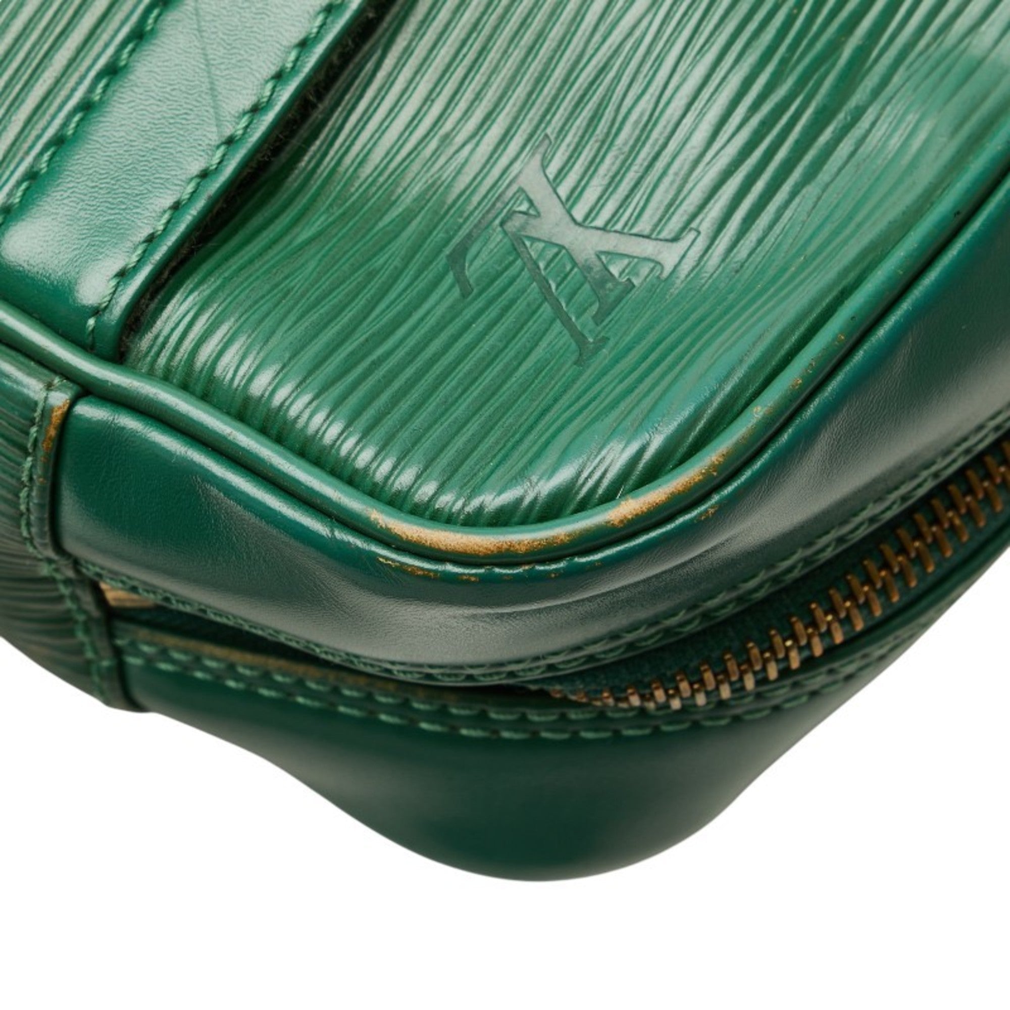 Louis Vuitton Borneo Green Leather Shoulder Bag (Pre-Owned)
