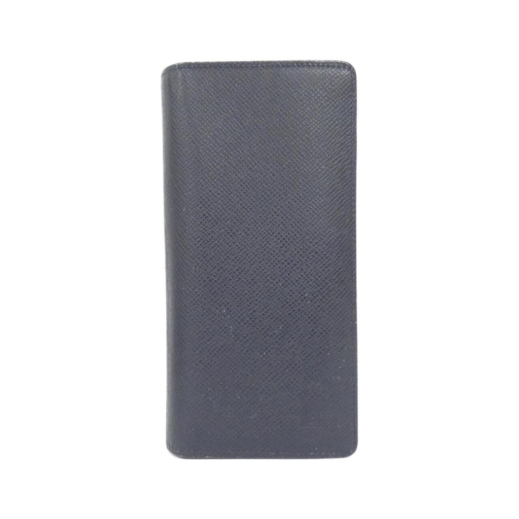 Louis Vuitton Navy Black Leather Long Wallet (Bi-Fold) (Pre-Owned)