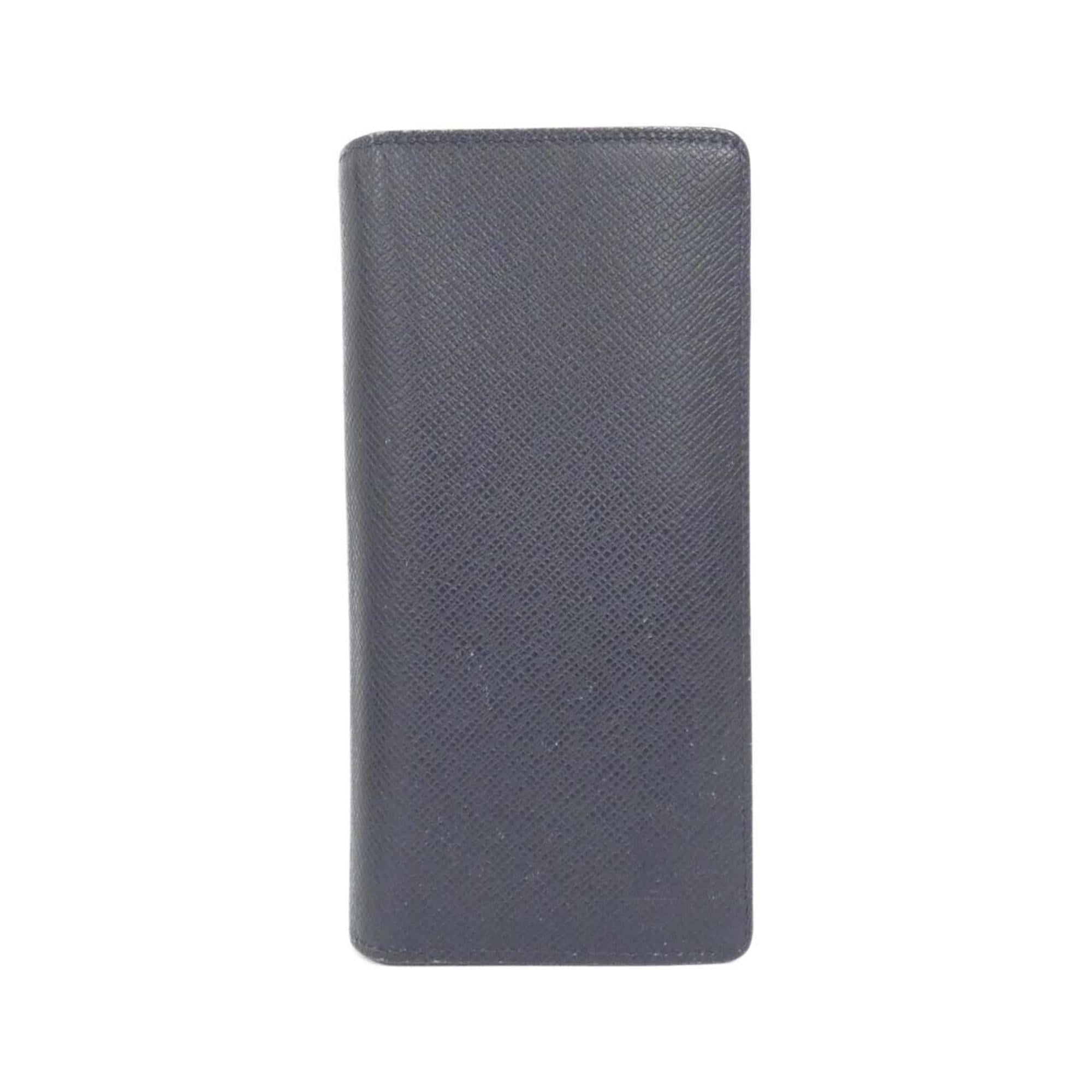 Louis Vuitton Navy Black Leather Long Wallet (Bi-Fold) (Pre-Owned)