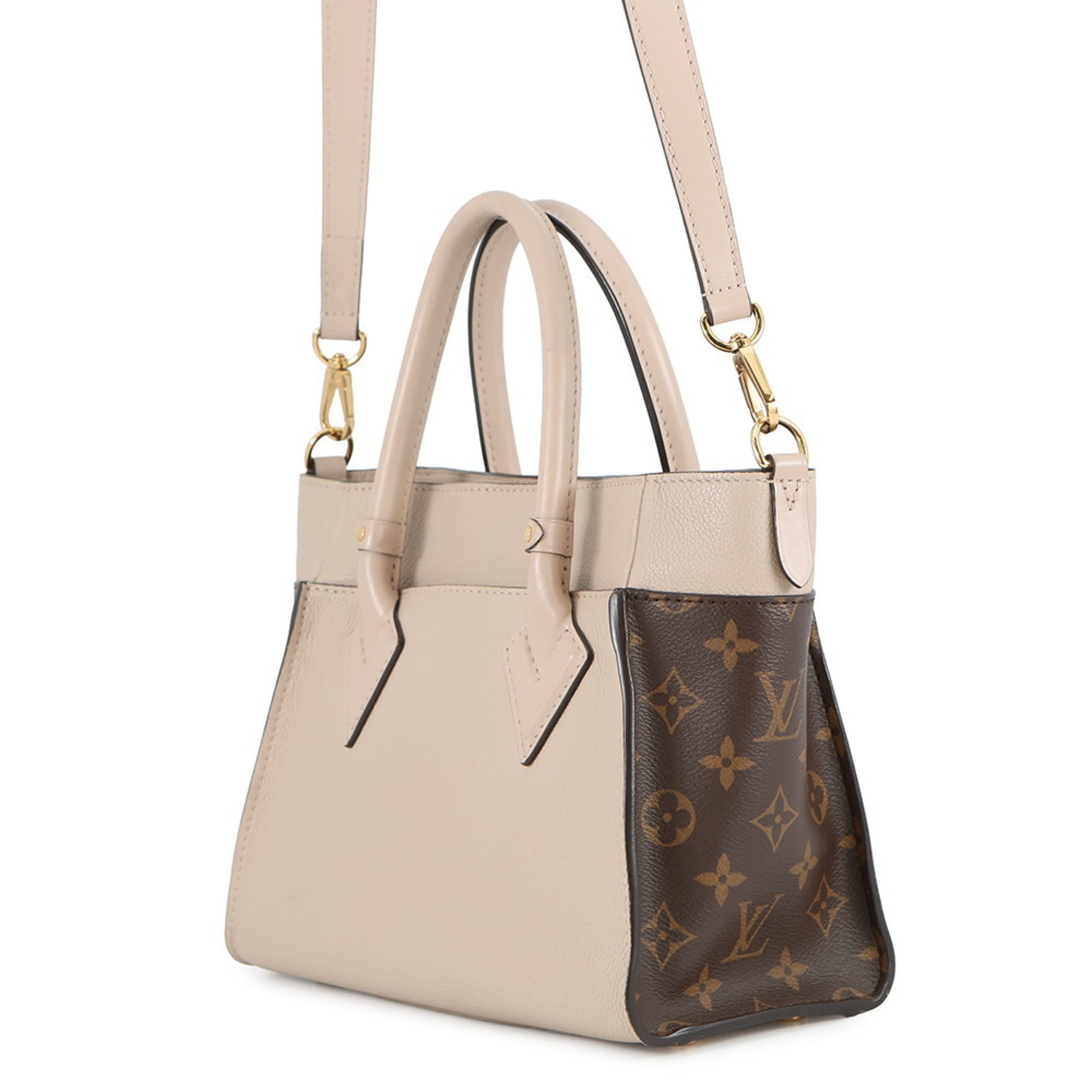 Louis Vuitton Grayish Light Blue Monogram Leather Handbag Shoulder Bag (Pre-Owned)