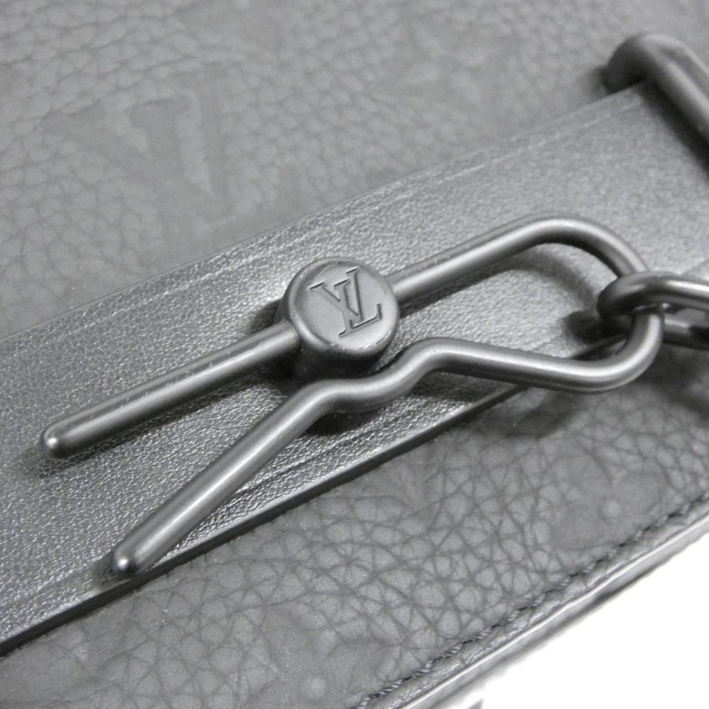 Louis Vuitton Black Leather Messenger Bag Shoulder Bag (Pre-Owned)