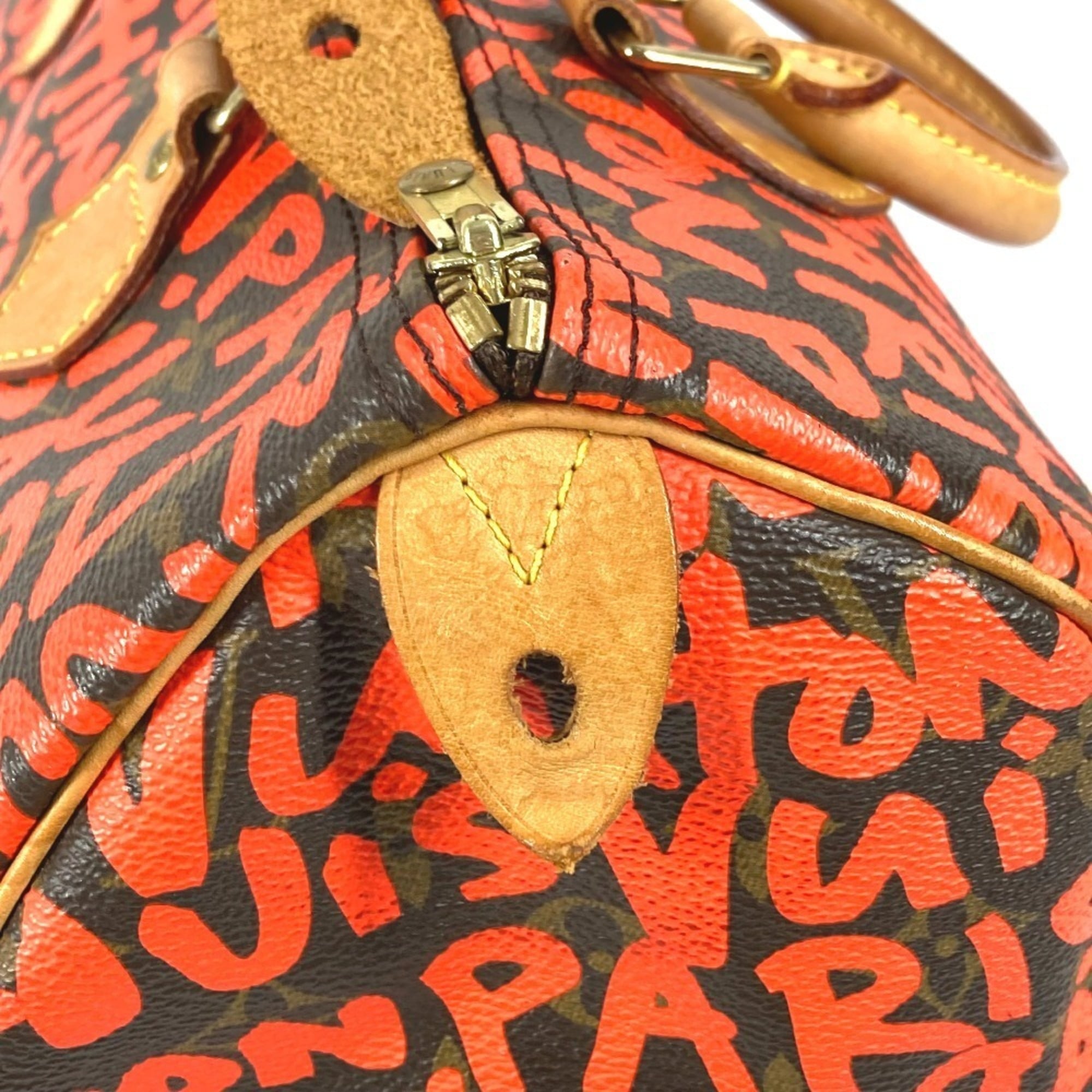 Louis Vuitton Monogram Graffiti Lv Orange Orange Monogram Graffiti Boston Bag Handbag (Pre-Owned)