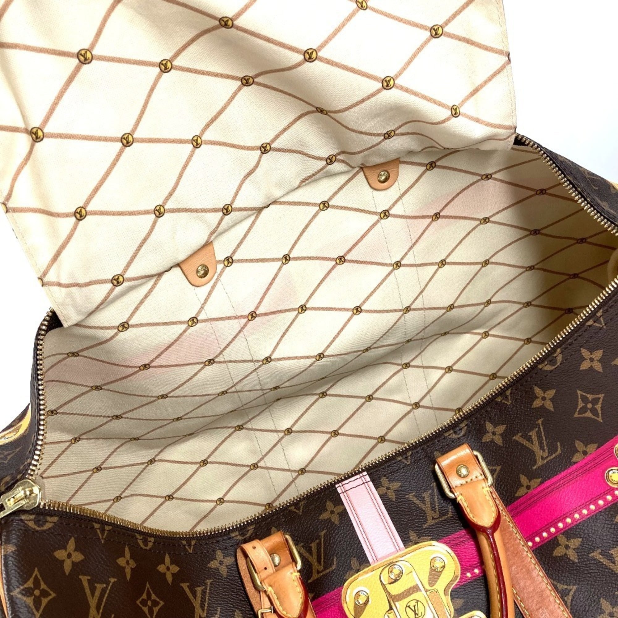 Louis Vuitton Monogram Brown Pink Monogram Boston Bag Shoulder Bag (Pre-Owned)