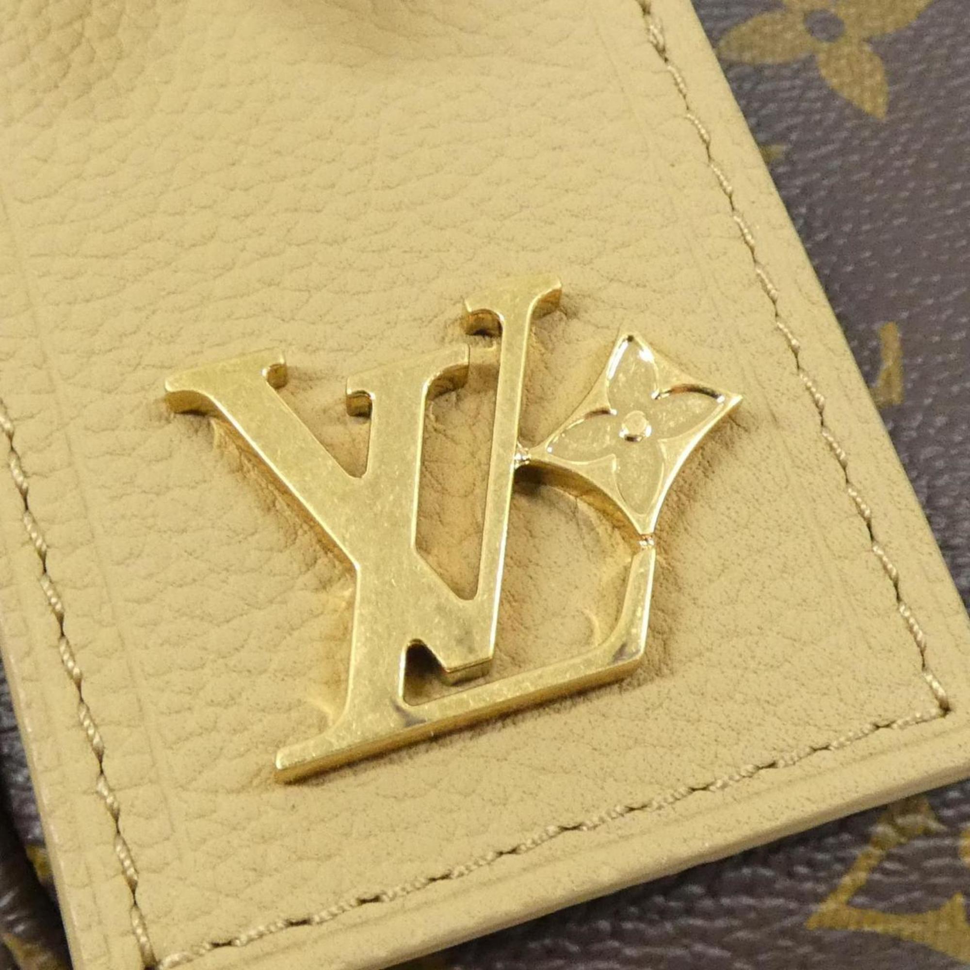 Louis Vuitton Beige Leather Coated Canvas Boston Bag (Pre-Owned)