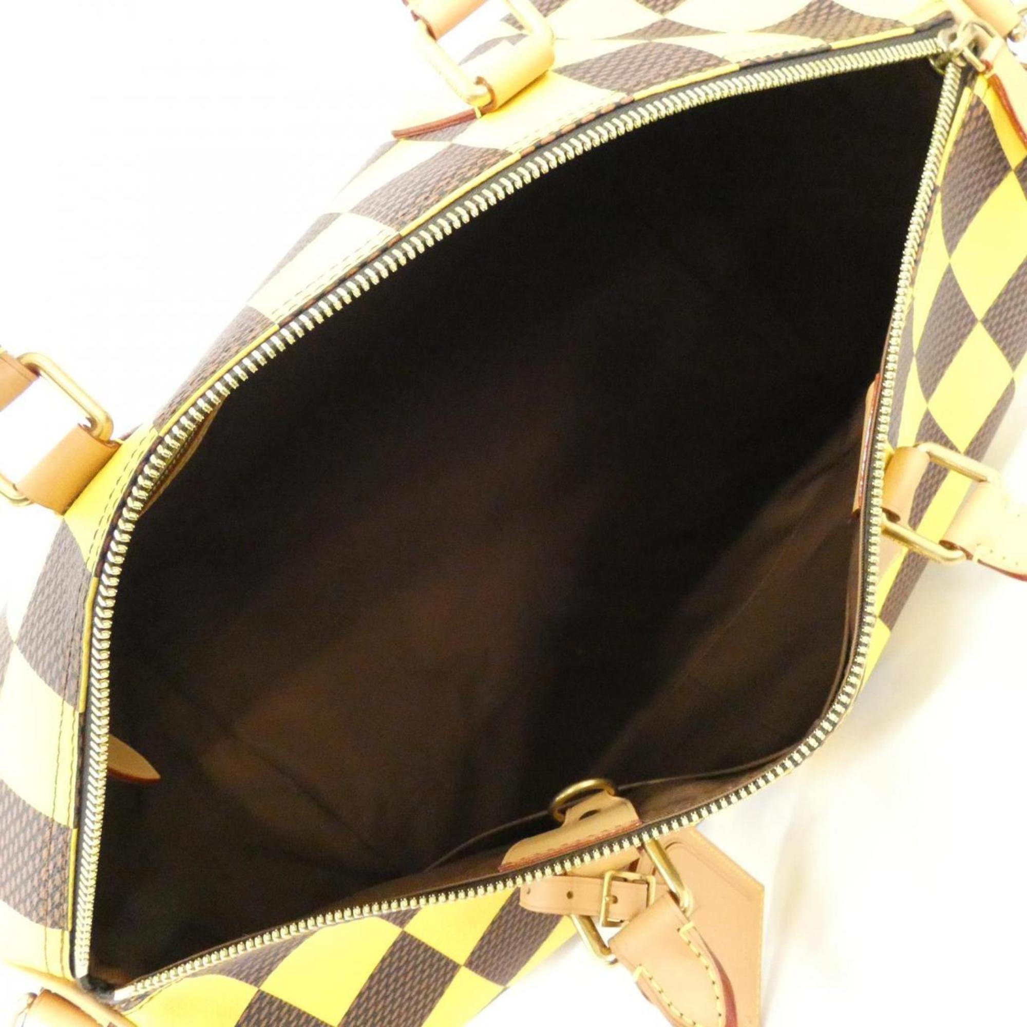 Louis Vuitton Ebene Yellow Coated Canvas Boston Bag (Pre-Owned)