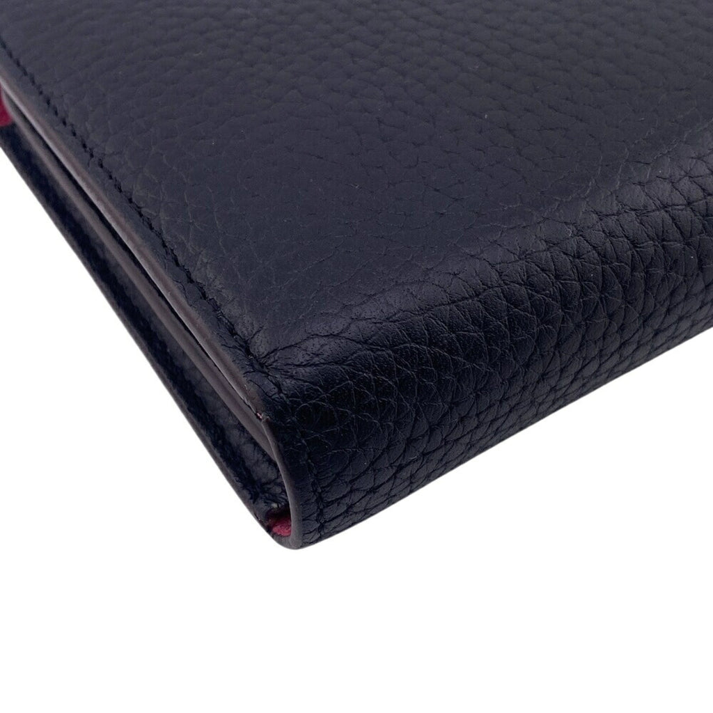 Louis Vuitton Black Leather Long Wallet (Bi-Fold) (Pre-Owned)