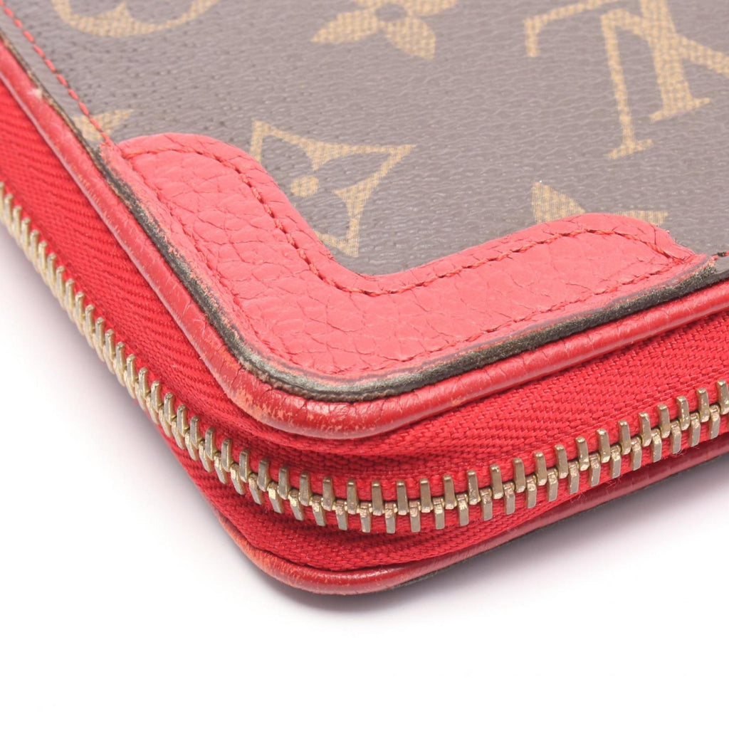 Louis Vuitton Brown Cerise Red Color Monogram Leather Coated Canvas Long Wallet (Bi-Fold) (Pre-Owned)