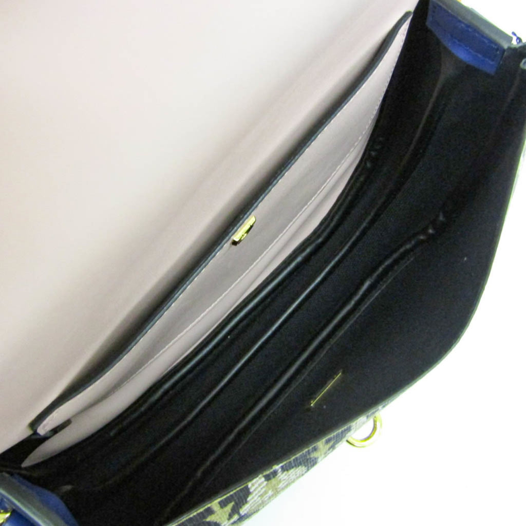 Double Flap Saddle Crossbody Bag Gancini Coated Canvas