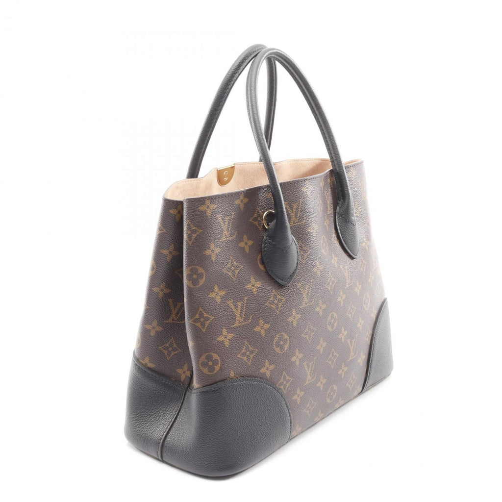 Louis Vuitton Black Brown Monogram Coated Canvas Leather Tote Bag (Pre-Owned)