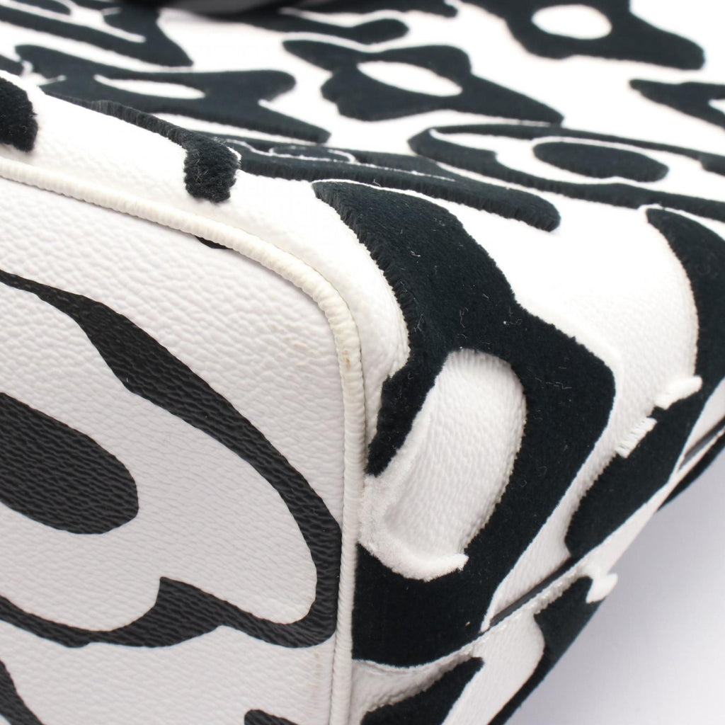 Louis Vuitton Black White Canvas Leather Tote Bag (Pre-Owned)