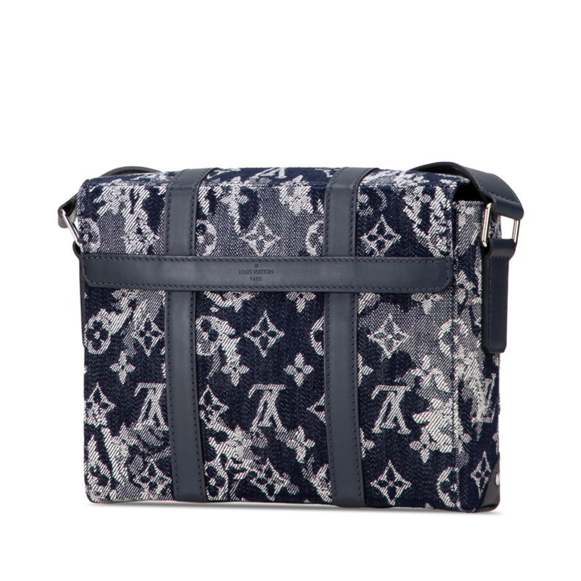 Louis Vuitton Navy Denim Leather Messenger Bag (Pre-Owned)
