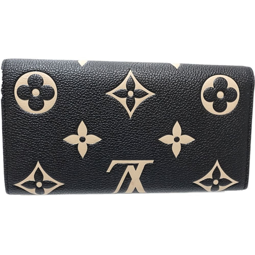 Louis Vuitton Beige Black Monogram Empreinte Long Wallet (Bi-Fold) (Pre-Owned)