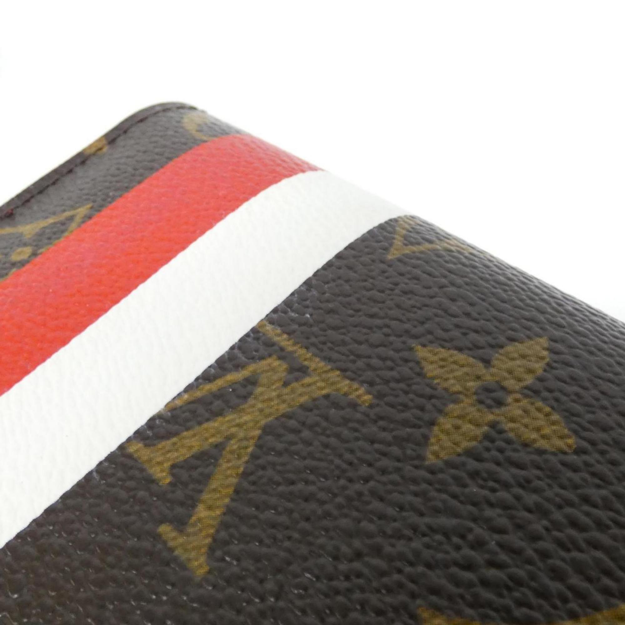 Louis Vuitton Marron Red Color Coated Canvas Long Wallet (Bi-Fold) (Pre-Owned)