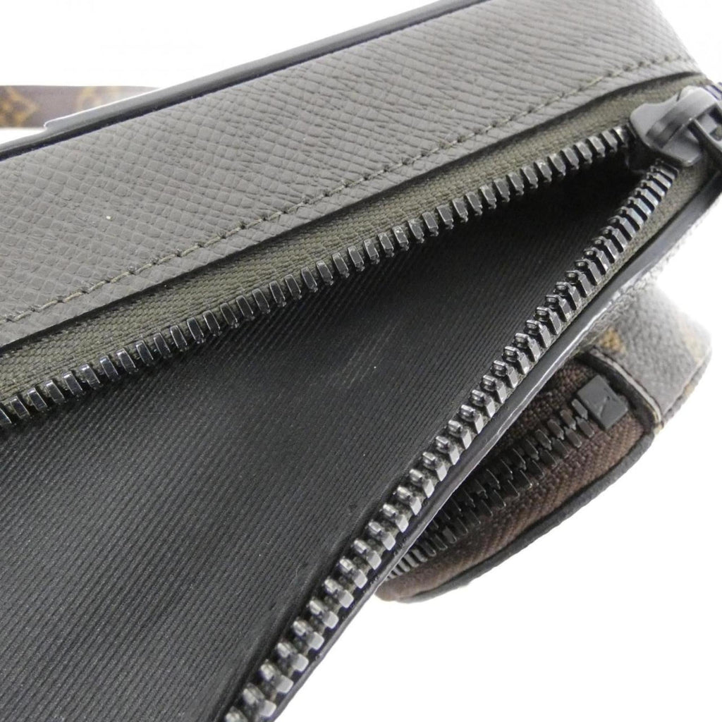 Louis Vuitton Black Khaki Marron Coated Canvas Leather Shoulder Bag (Pre-Owned)