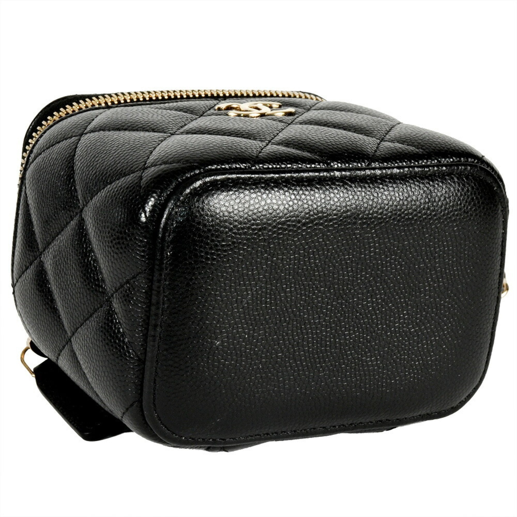 Classic Pearl Vanity Case with Chain Quilted Caviar Mini