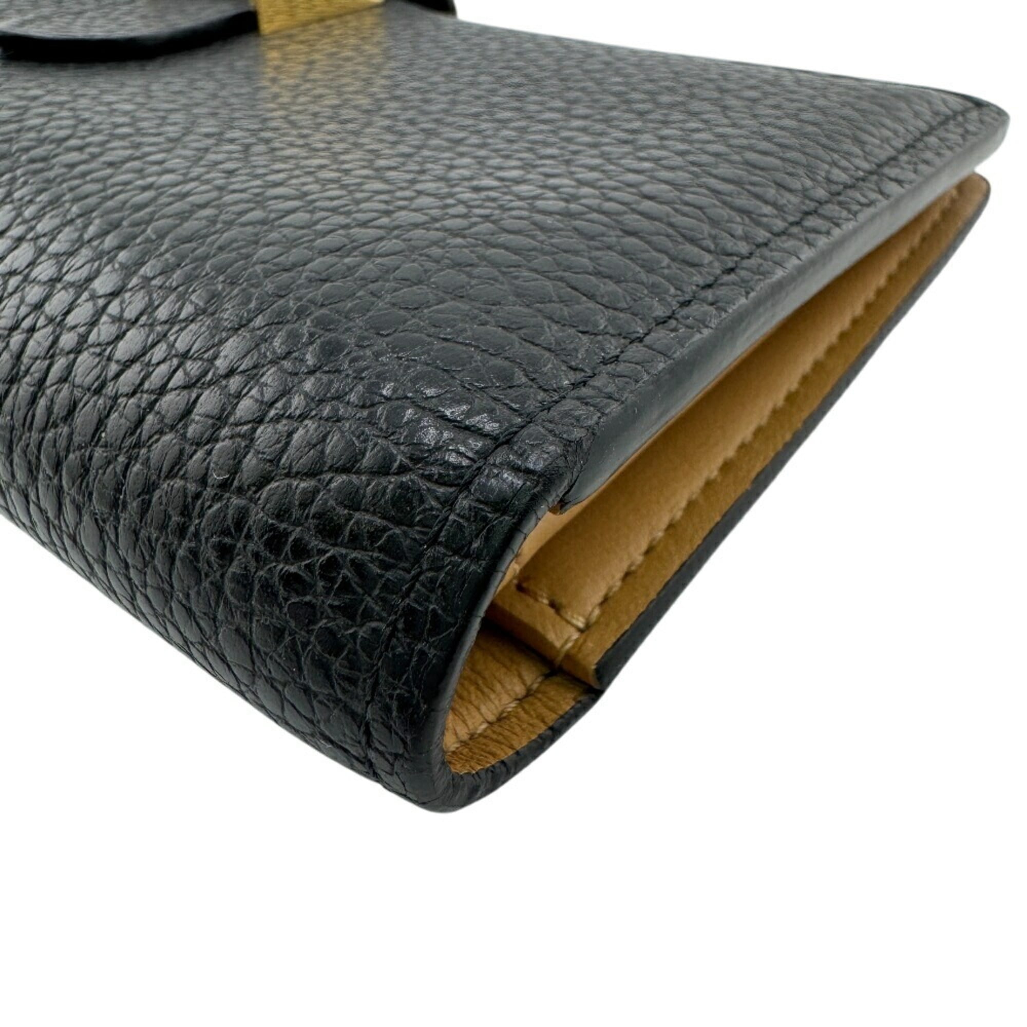Louis Vuitton Black Leather Long Wallet (Bi-Fold) (Pre-Owned)