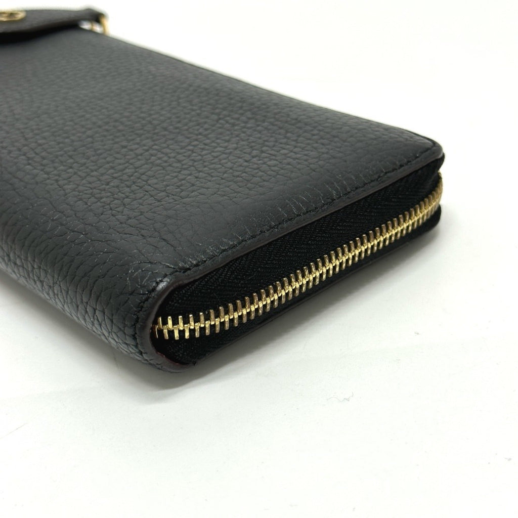 Louis Vuitton Black Leather Long Wallet (Bi-Fold) (Pre-Owned)