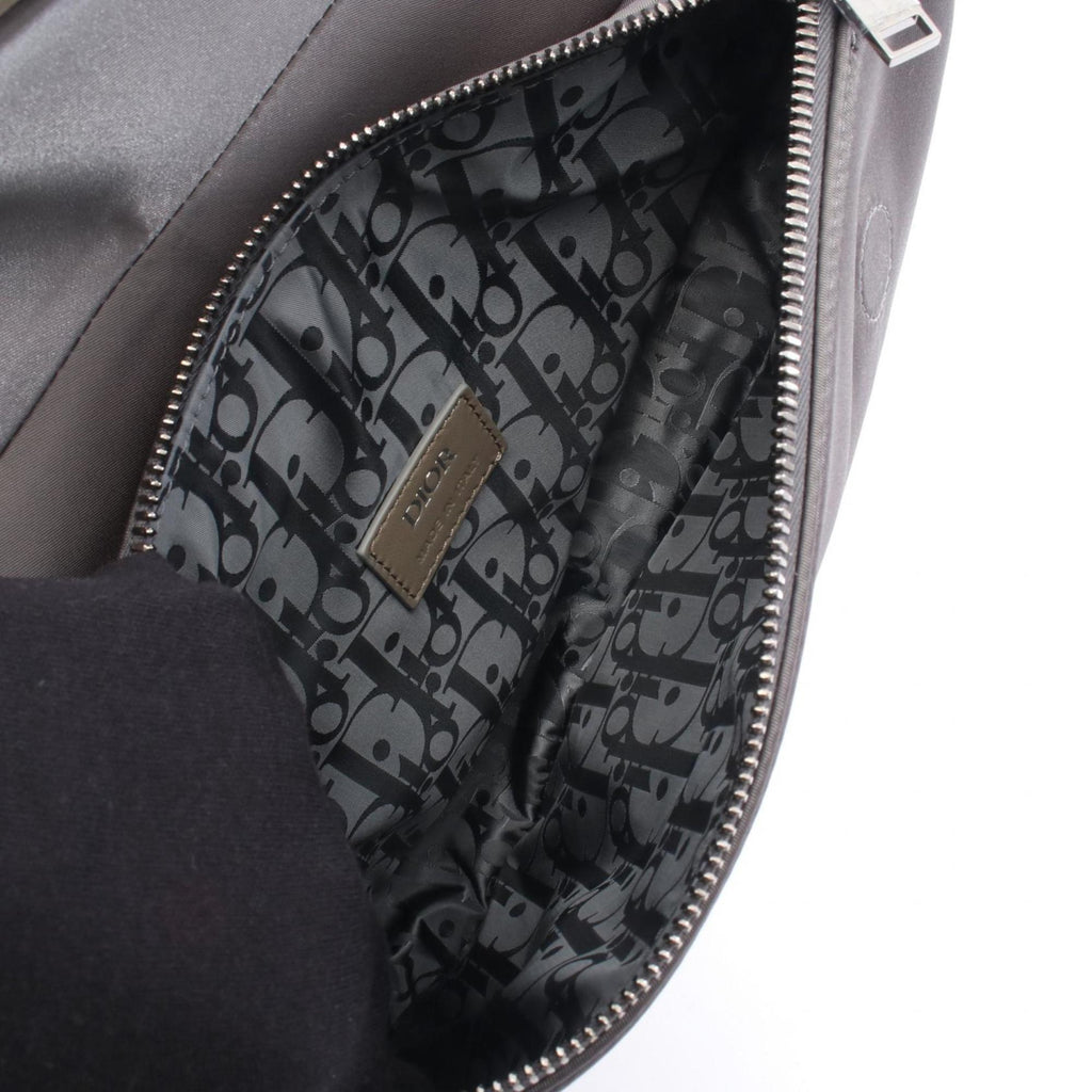 Saddle Crossbody Bag Leather with Nylon and Cannage Rubber