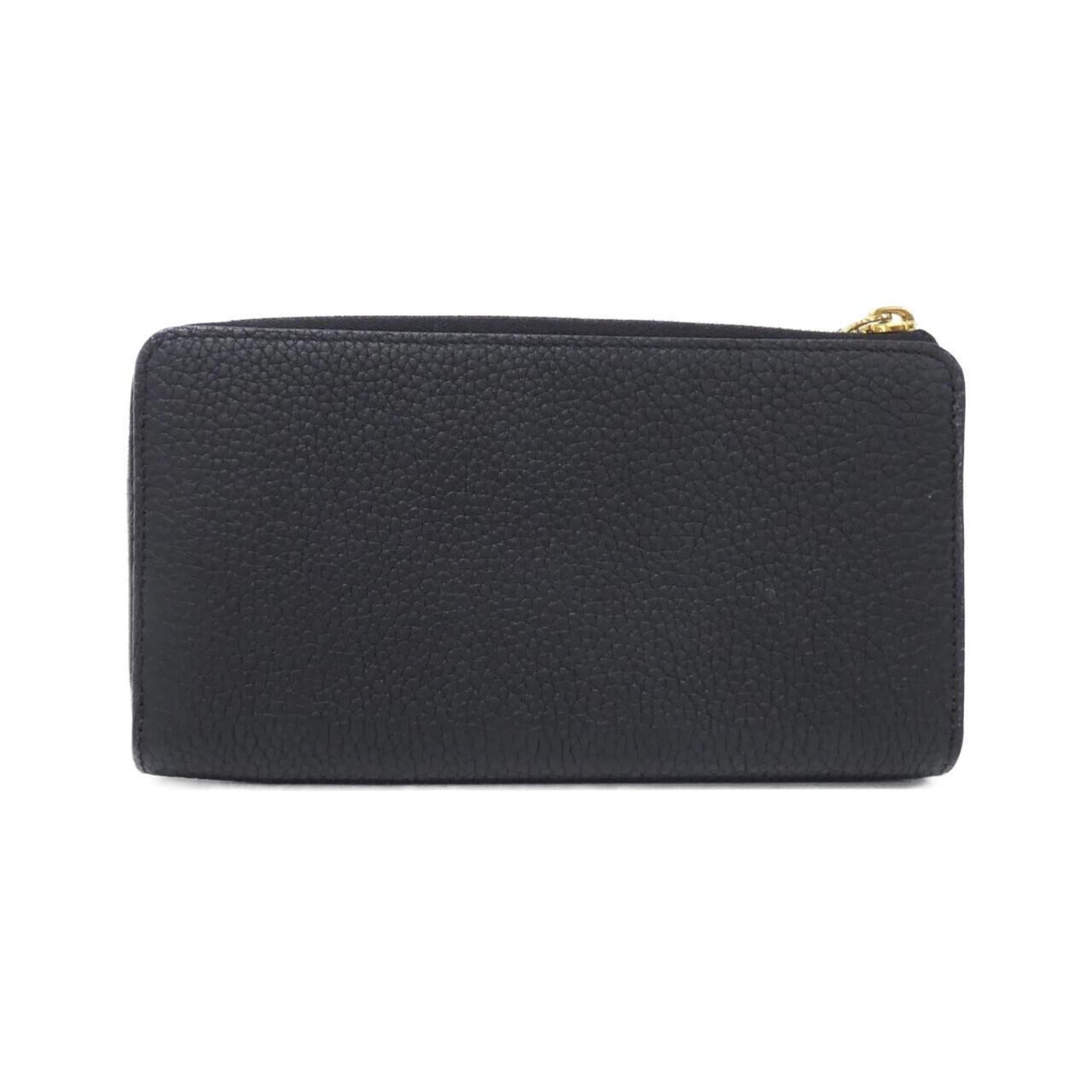 Louis Vuitton Black Leather Long Wallet (Bi-Fold) (Pre-Owned)