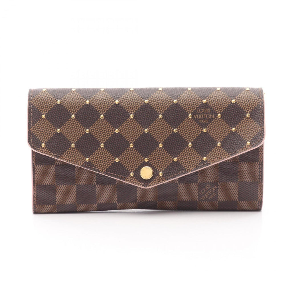 Louis Vuitton Brown Damier Canvas Pink Coated Canvas Long Wallet (Bi-Fold) (Pre-Owned)