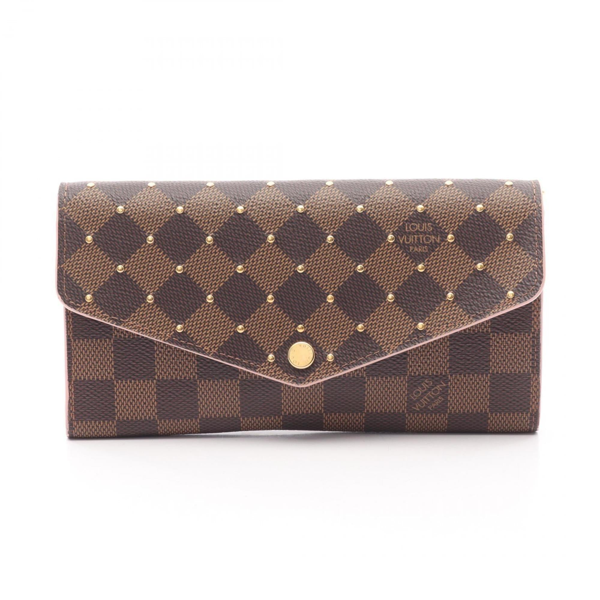Louis Vuitton Brown Damier Canvas Pink Coated Canvas Long Wallet (Bi-Fold) (Pre-Owned)