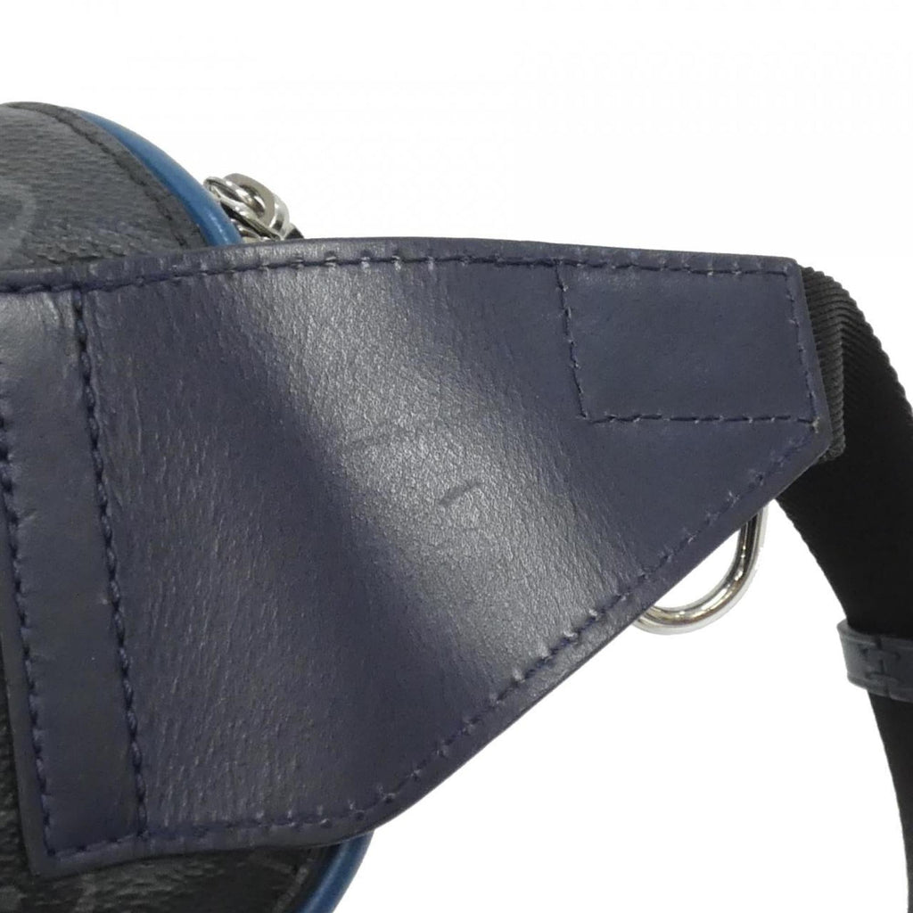 Louis Vuitton Black Blue Leather Coated Canvas Shoulder Bag (Pre-Owned)