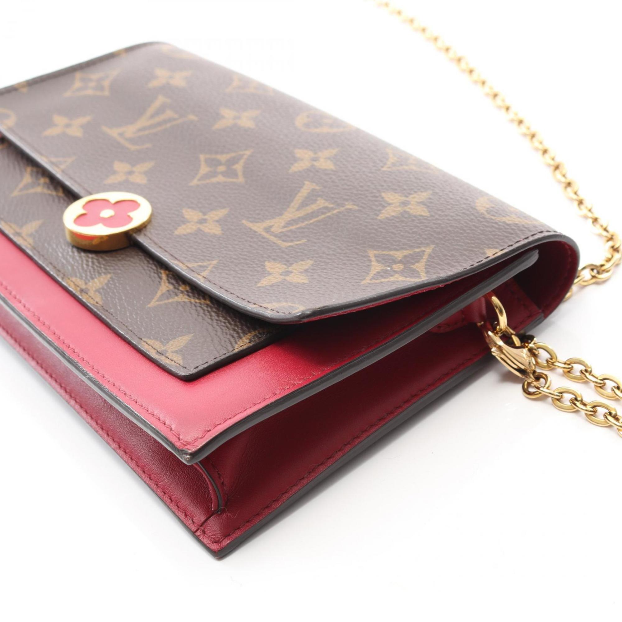 Louis Vuitton Brown Fuchsia Pink Pvc Monogram Coated Canvas Leather Shoulder Bag (Pre-Owned)
