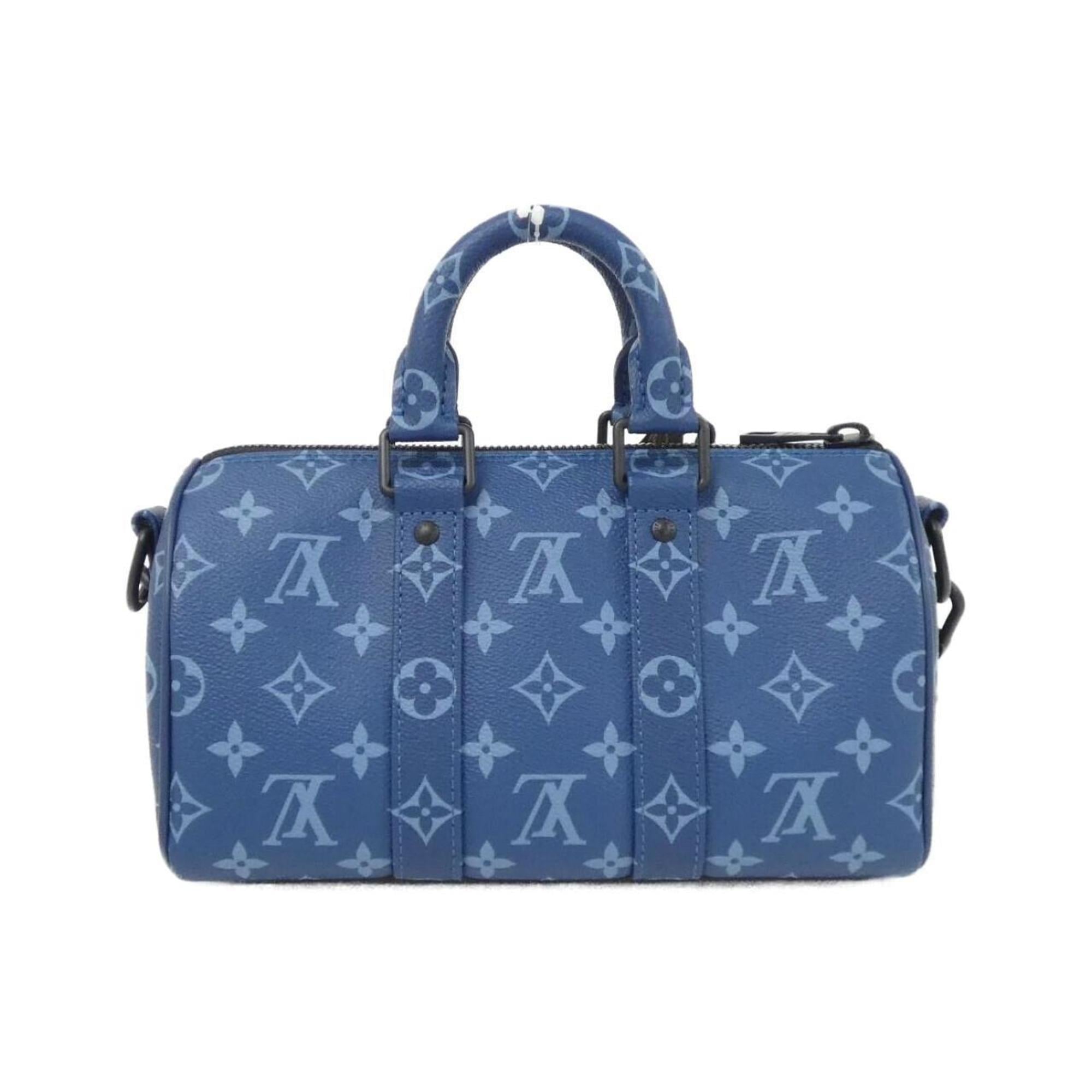 Louis Vuitton Blue Coated Canvas Boston Bag (Pre-Owned)