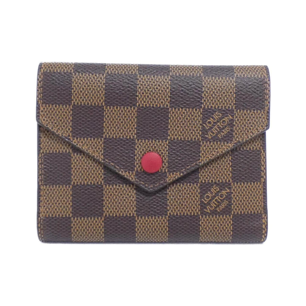 Louis Vuitton Ebene Rouge Coated Canvas Wallet (Tri-Fold) (Pre-Owned)