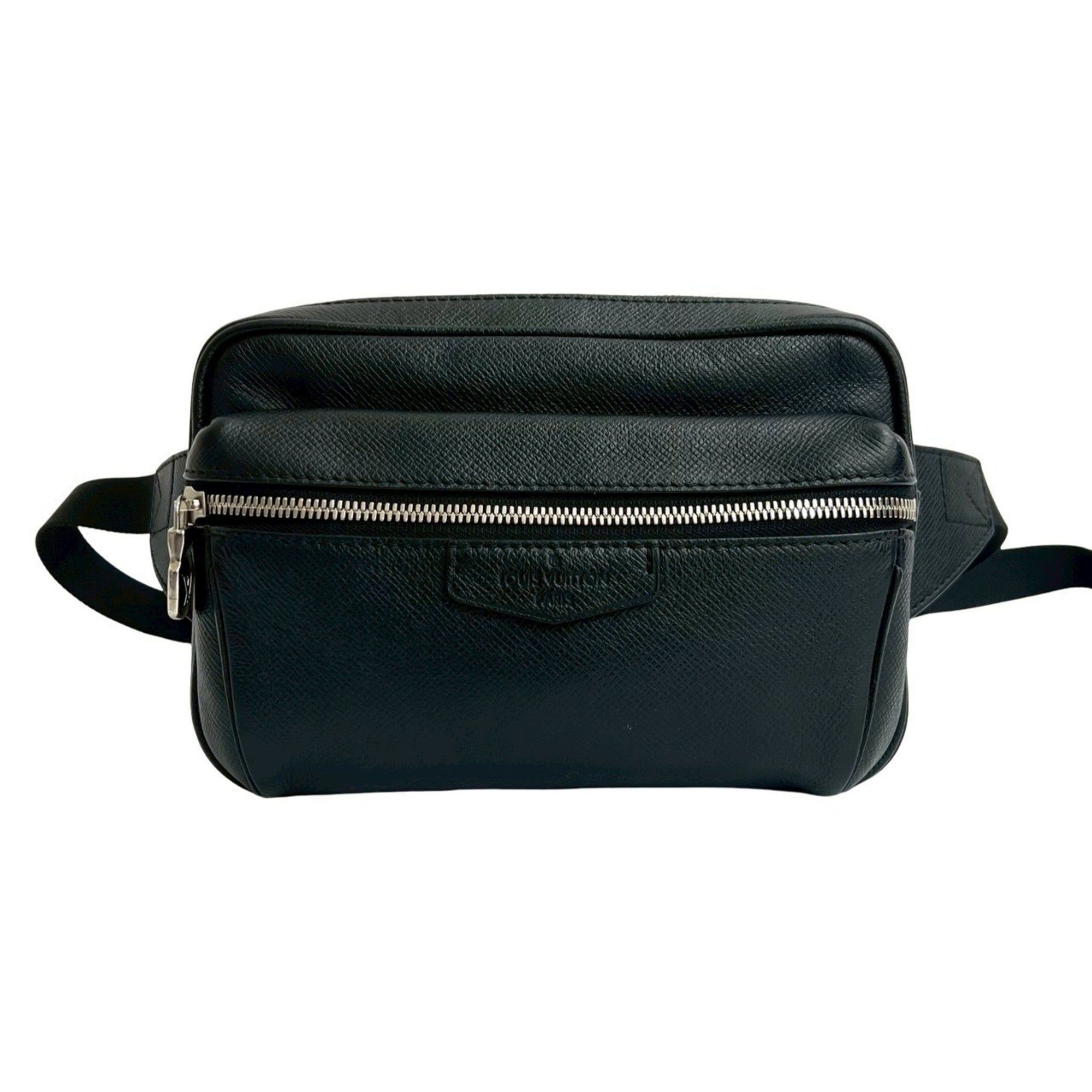 Louis Vuitton Black Leather Shoulder Bag Sling Bag (Pre-Owned)