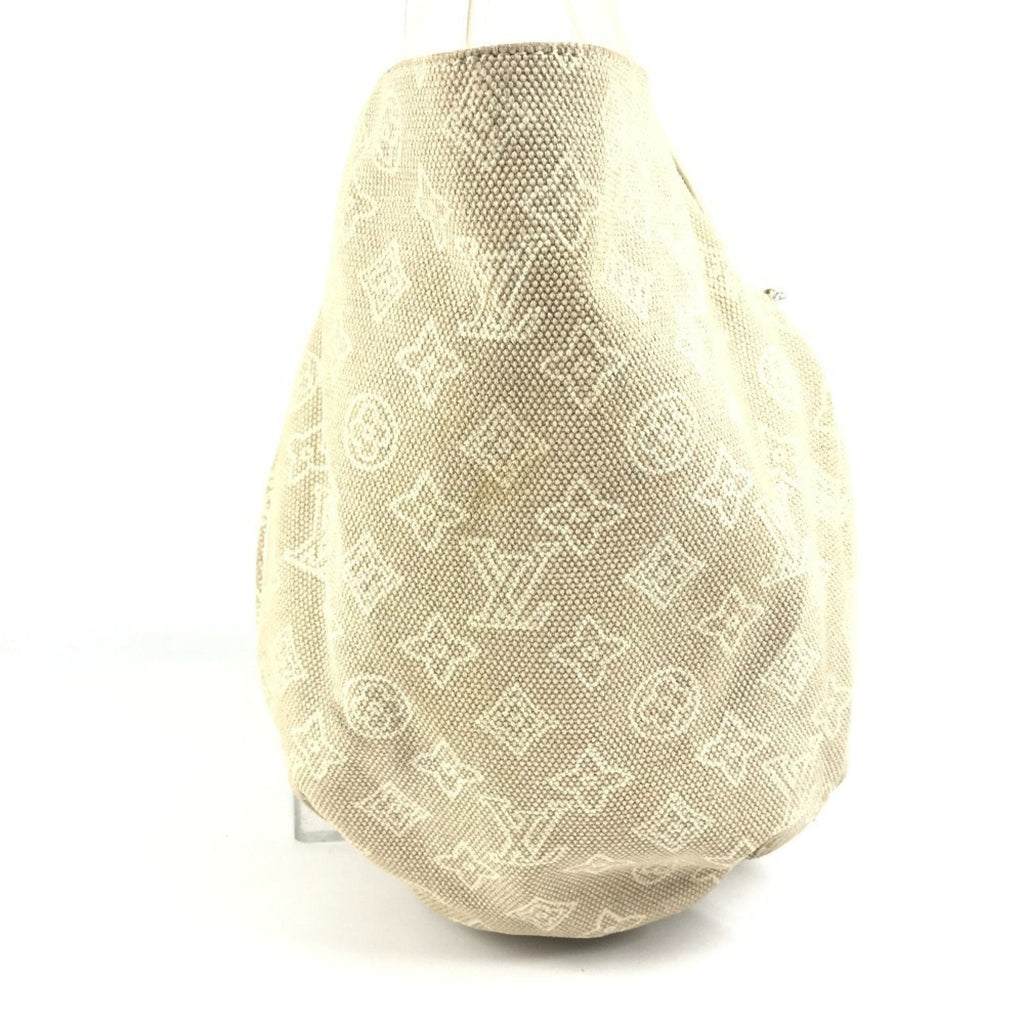 Louis Vuitton Beige White Canvas Leather Shoulder Bag Tote Bag (Pre-Owned)