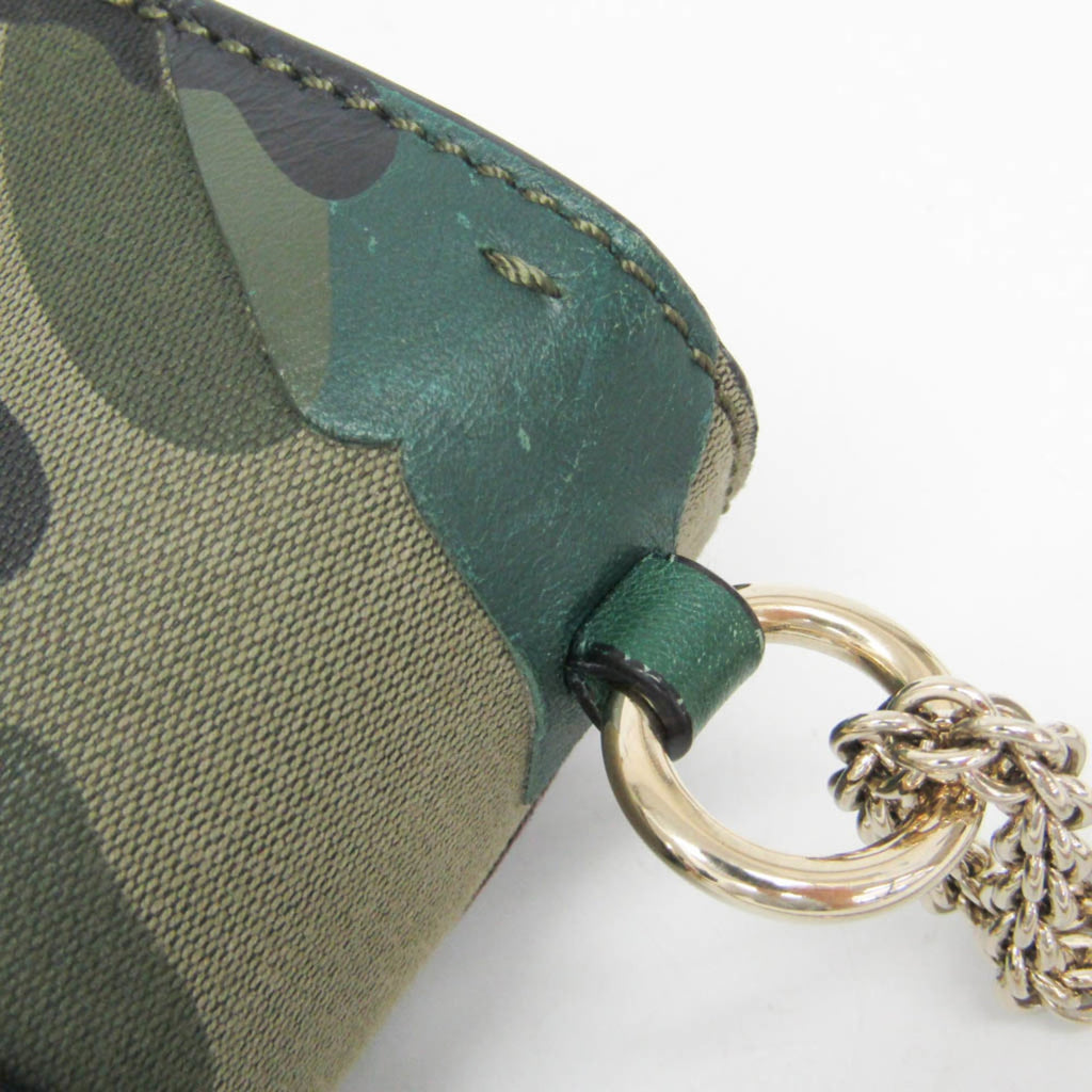Glam Lock Shoulder Bag Camo Leather and Canvas Mini