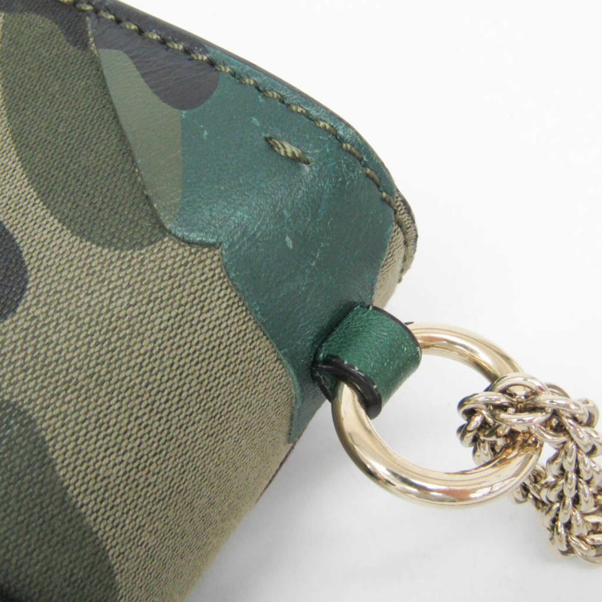 Glam Lock Shoulder Bag Camo Leather and Canvas Mini