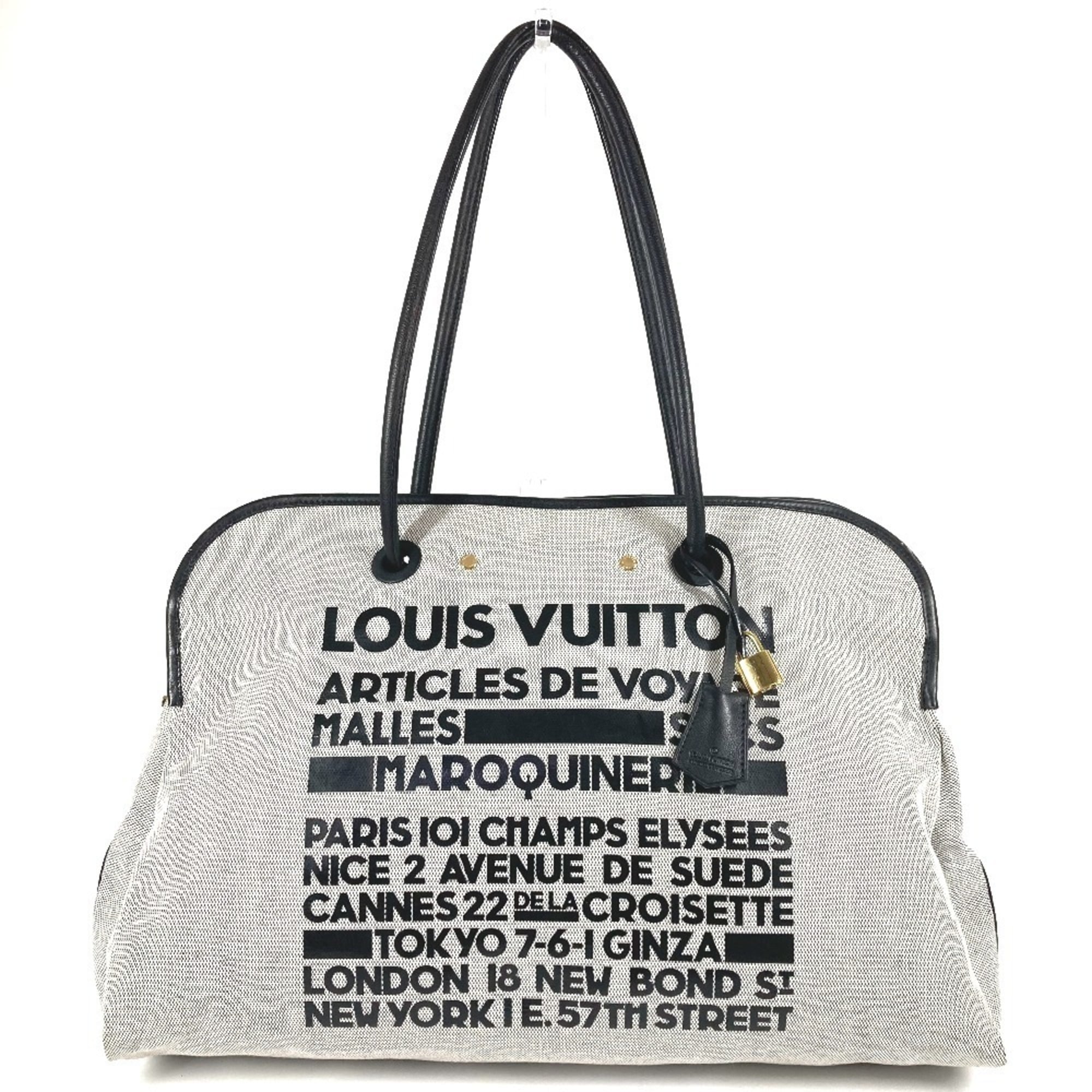 Louis Vuitton Black Galle Yellow Leather Canvas Boston Bag Shoulder Bag Tote Bag (Pre-Owned)
