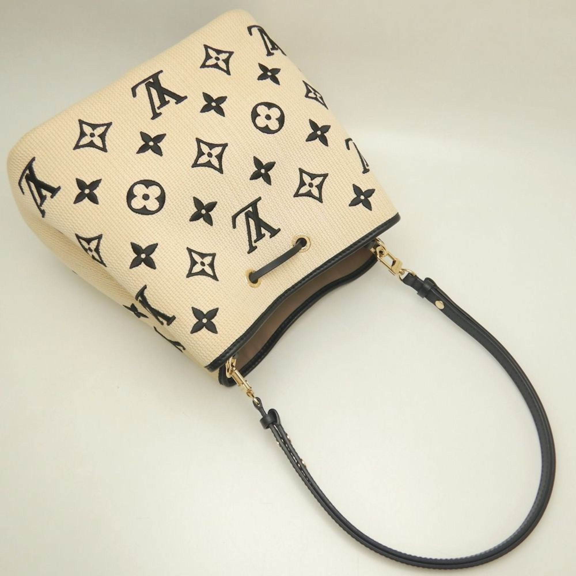 Louis Vuitton Beige Noir Cotton Canvas Leather Shoulder Bag (Pre-Owned)