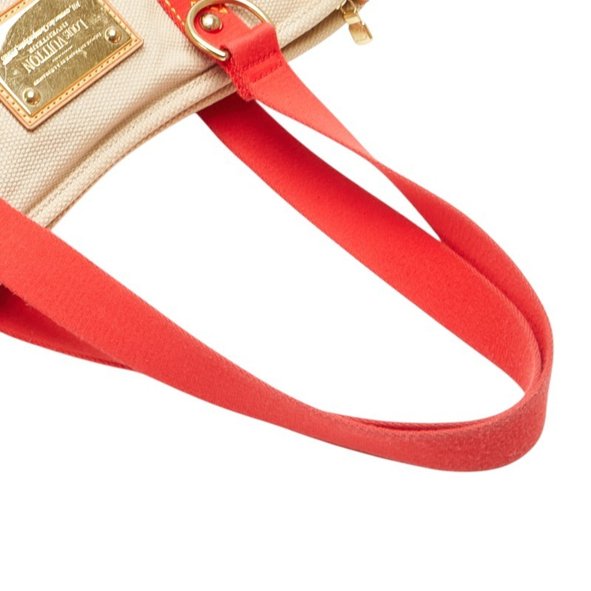 Louis Vuitton Antigua Beige Red Color Canvas Shoulder Bag Tote Bag (Pre-Owned)