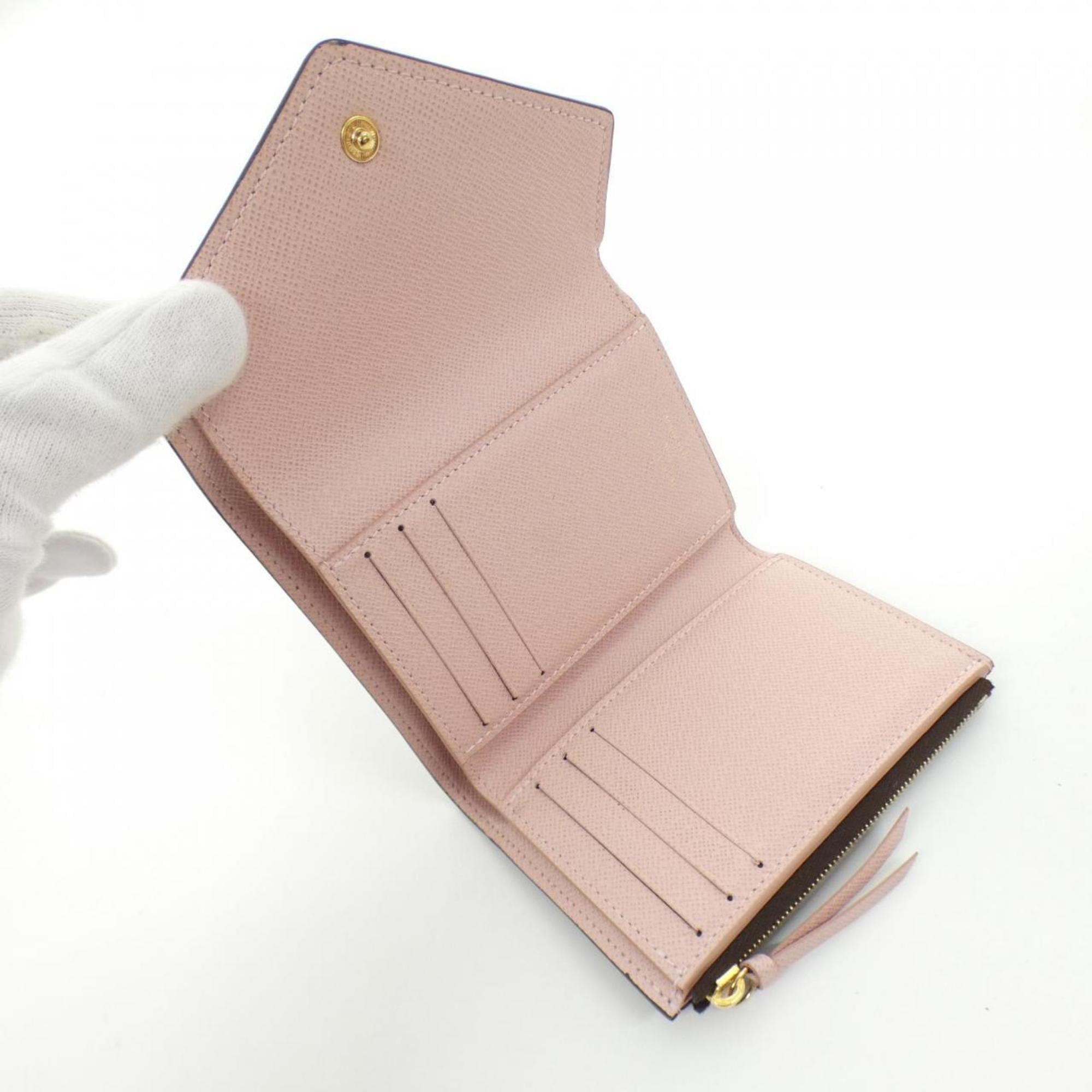 Louis Vuitton Ebene Rose Ballerine Coated Canvas Wallet (Tri-Fold) (Pre-Owned)