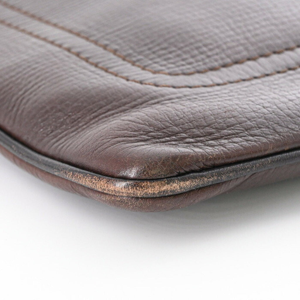 Louis Vuitton Dark Brown Leather Pochette Shoulder Bag (Pre-Owned)