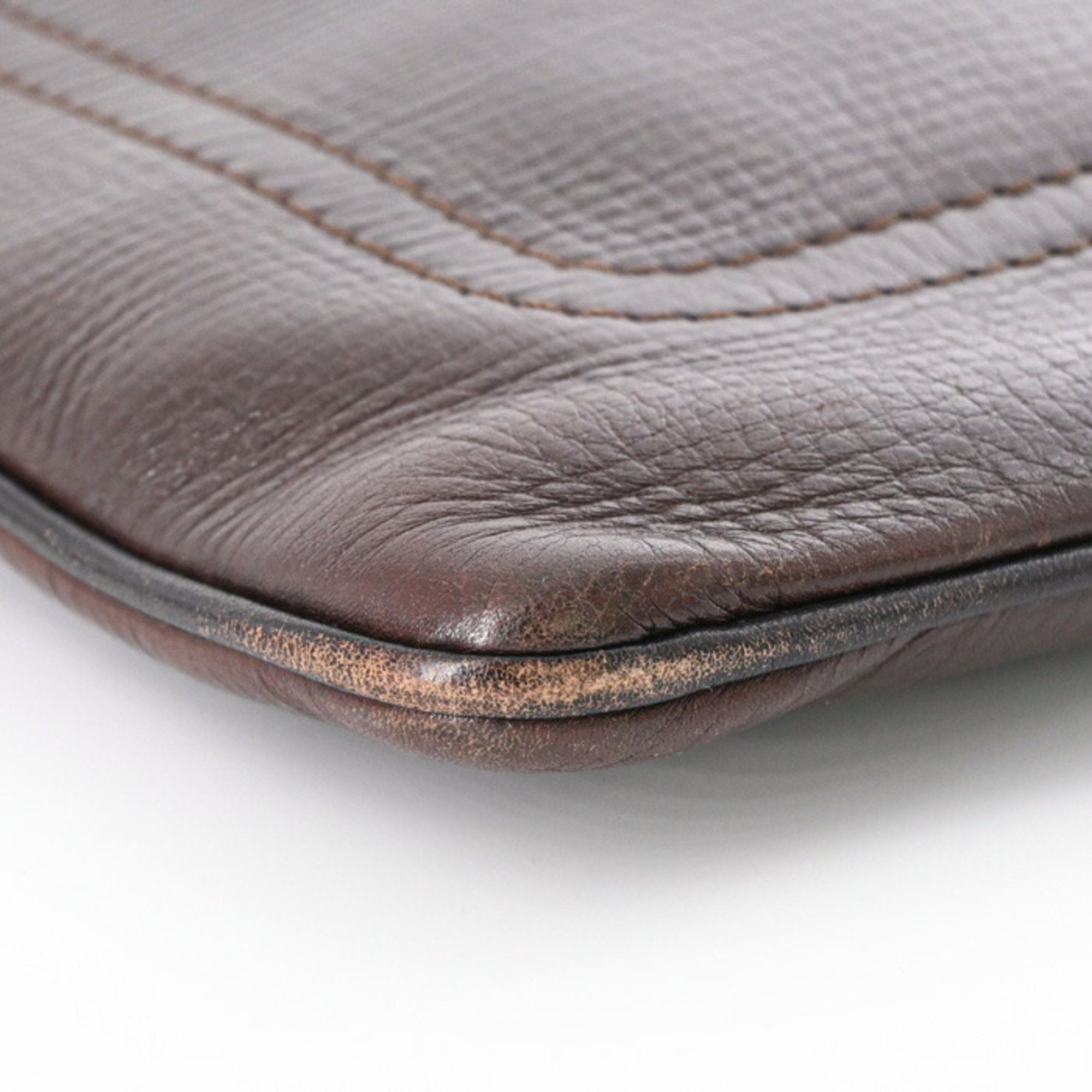 Louis Vuitton Dark Brown Leather Pochette Shoulder Bag (Pre-Owned)