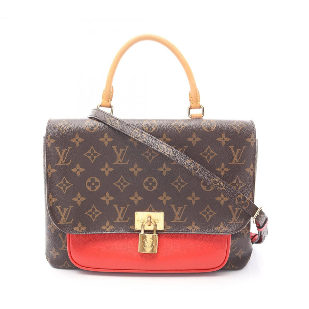 Louis Vuitton Brown Red Color Coated Canvas Leather Handbag (Pre-Owned)