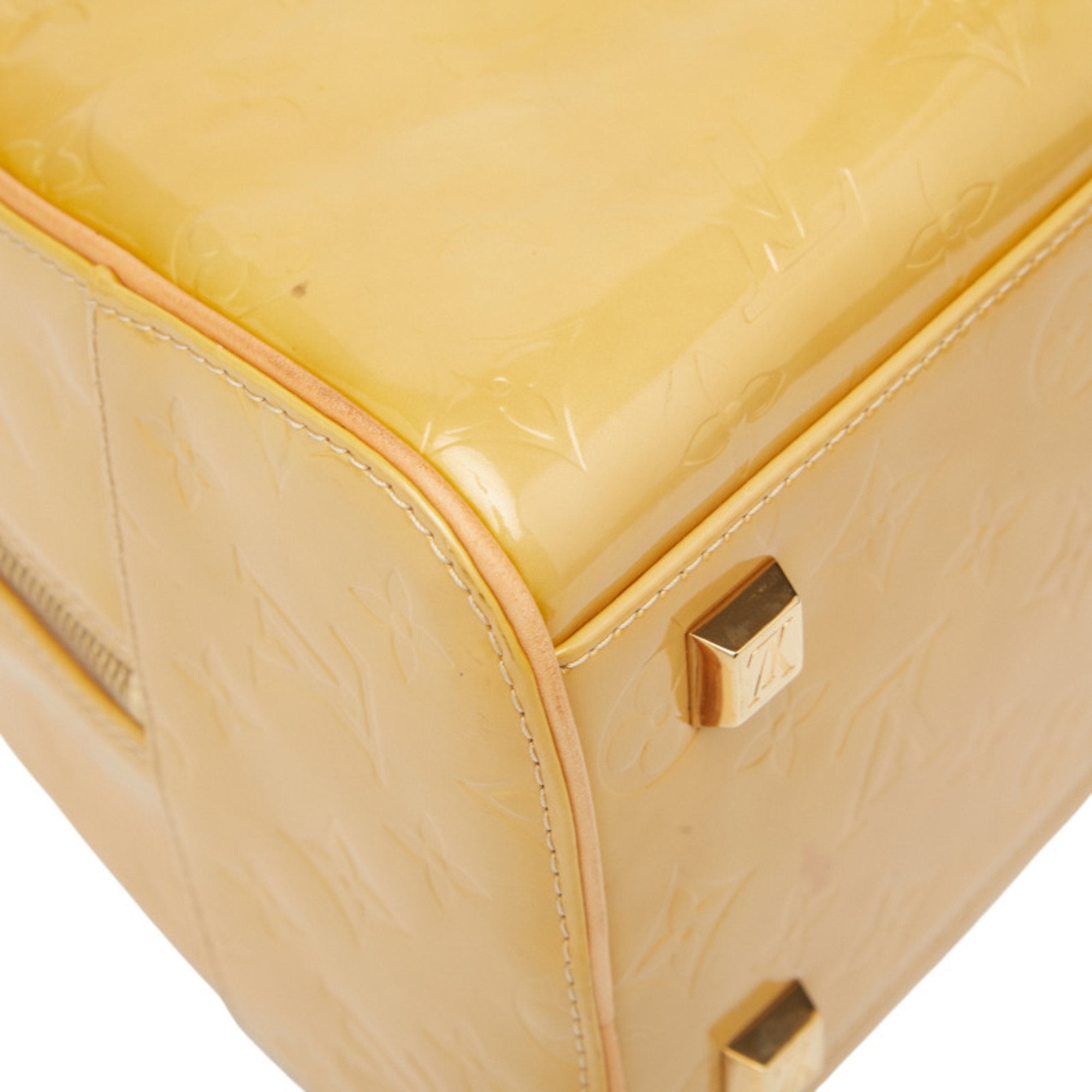 Louis Vuitton Beige Yellow Patent Leather Boston Bag Handbag (Pre-Owned)