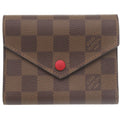 Louis Vuitton Brown Damier Canvas Red Color Damier Canvas Wallet (Tri-Fold) (Pre-Owned)