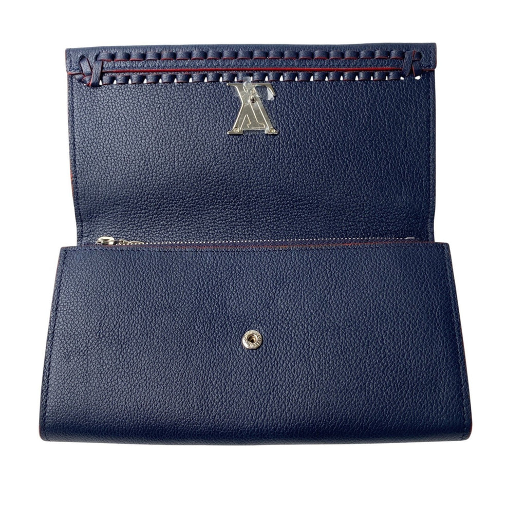 Louis Vuitton Navy Leather Long Wallet (Bi-Fold) (Pre-Owned)