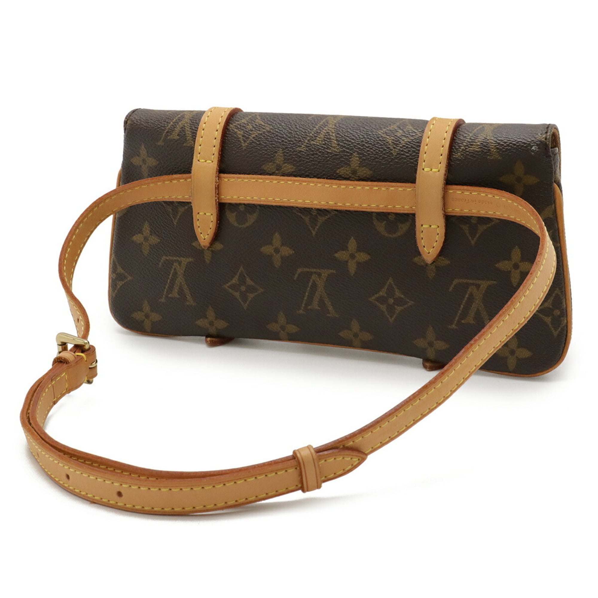 Louis Vuitton Brown Pvc Coated Canvas Clutch Bag Pochette Sling Bag (Pre-Owned)